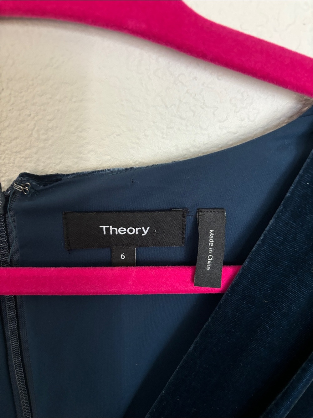 Theory Navy Blue Velvet Long Sleeve wrap Dress - Picture 3 of 8